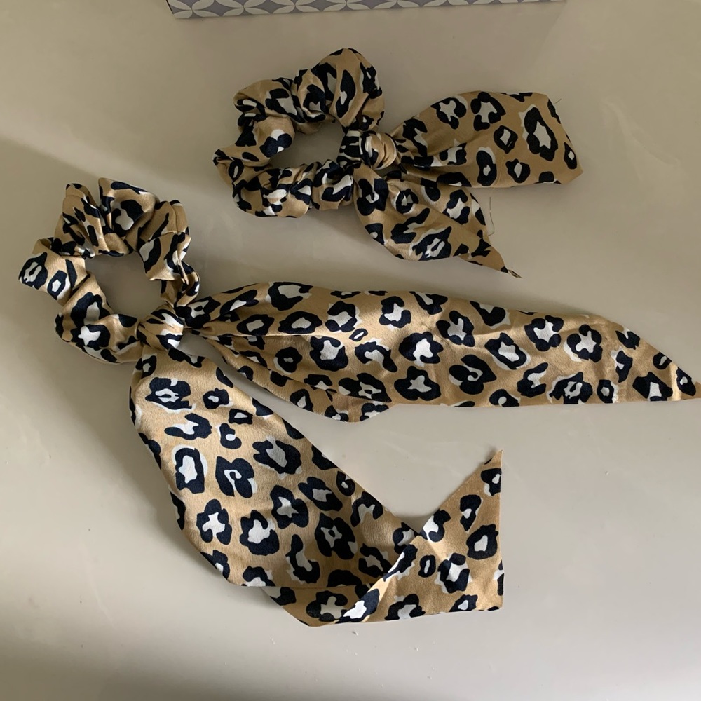short and long cute cheetah print scrunchies